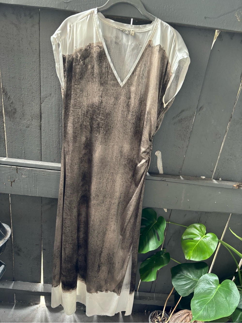 GO BY GO SILK V-Neck Ombre Maxi Dress in Cream and Brown